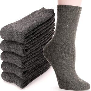 Women Merino Wool Grey Series Sock 5 Pairs Warm Thick Crew Winter Boot Socks